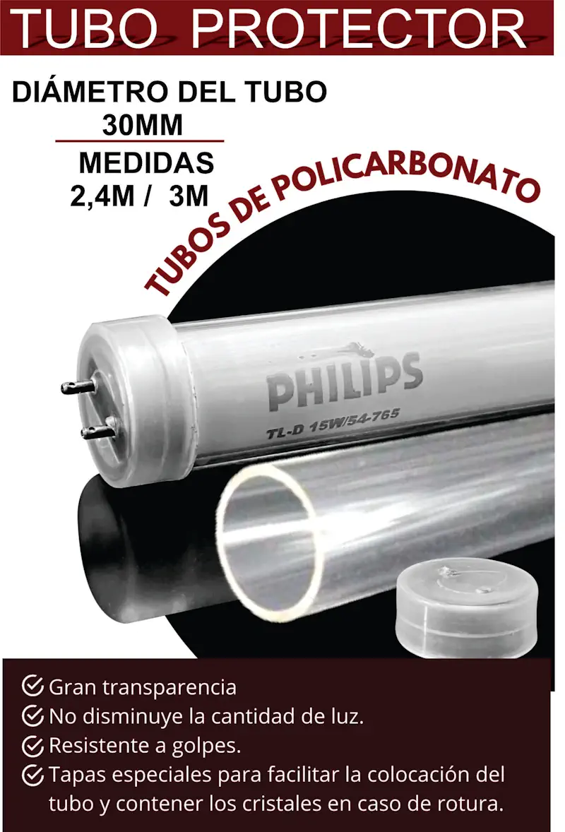 Tubo Protector de Policarbonato 2,4m / 3m