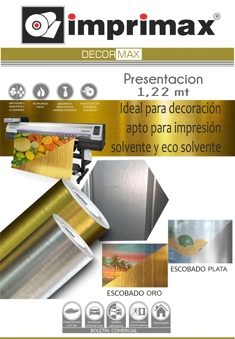 Vinilo Escobado Oro y Plata. Imprimax DECORMAX