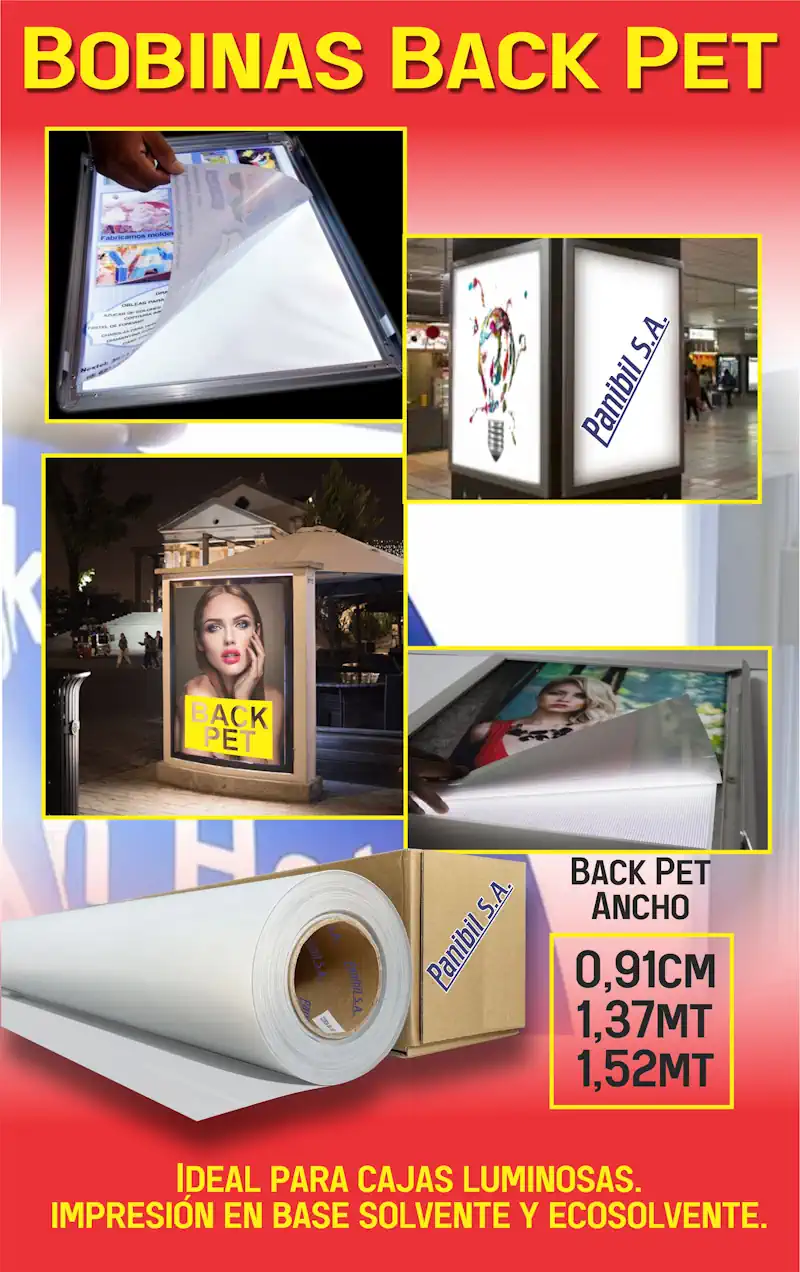 bobinas back pet para cajas luminosas
