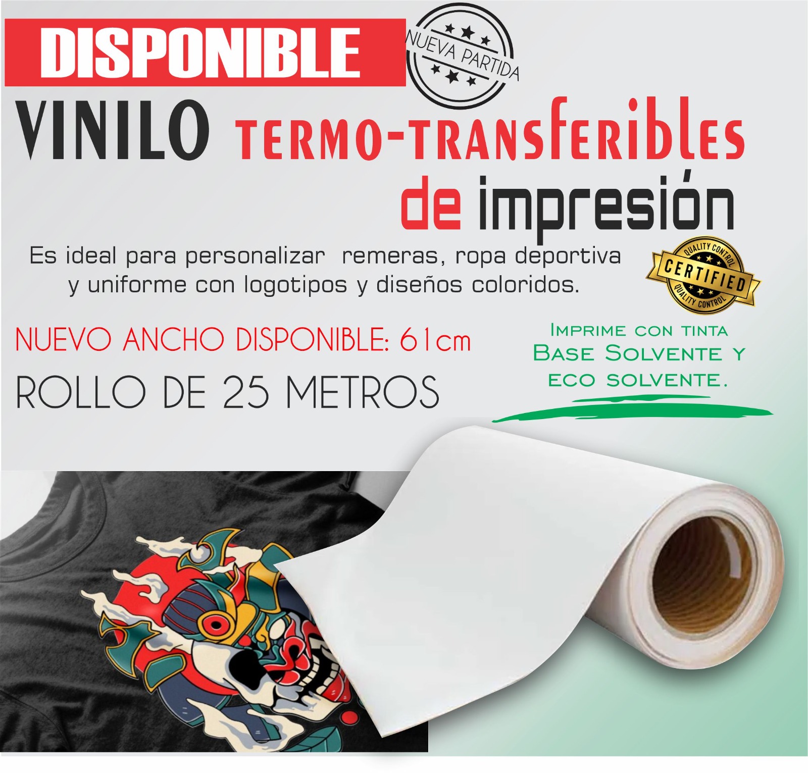 Vinilo termo-transferible para personalización textil en Todomax