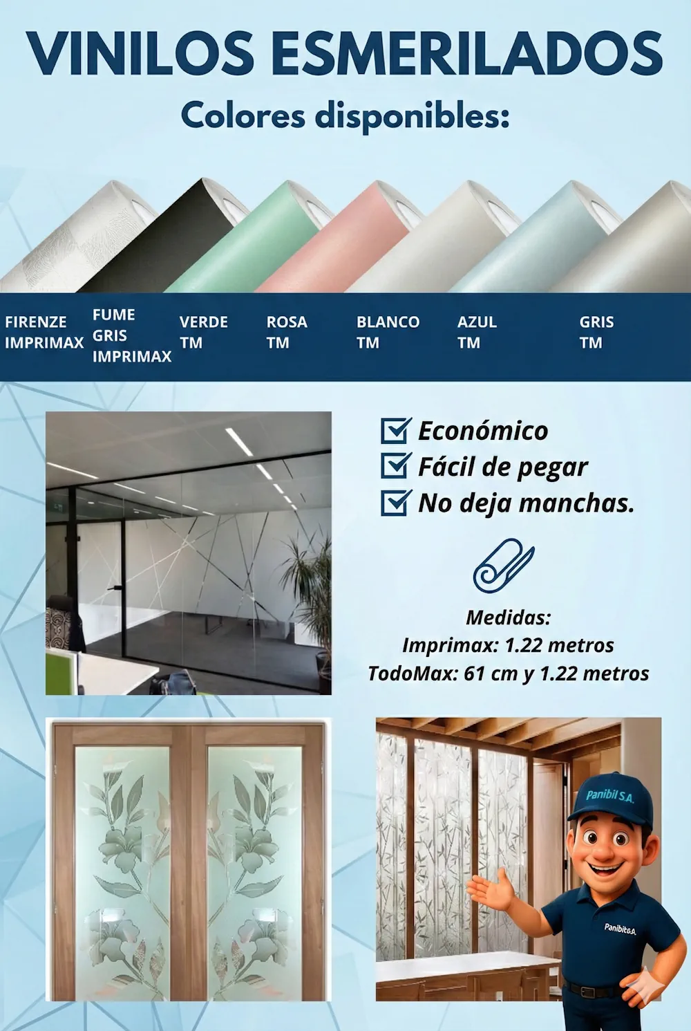 Vinilos Esmerilados: La solución ideal para oficinas y hogares, recomendada por Panibito