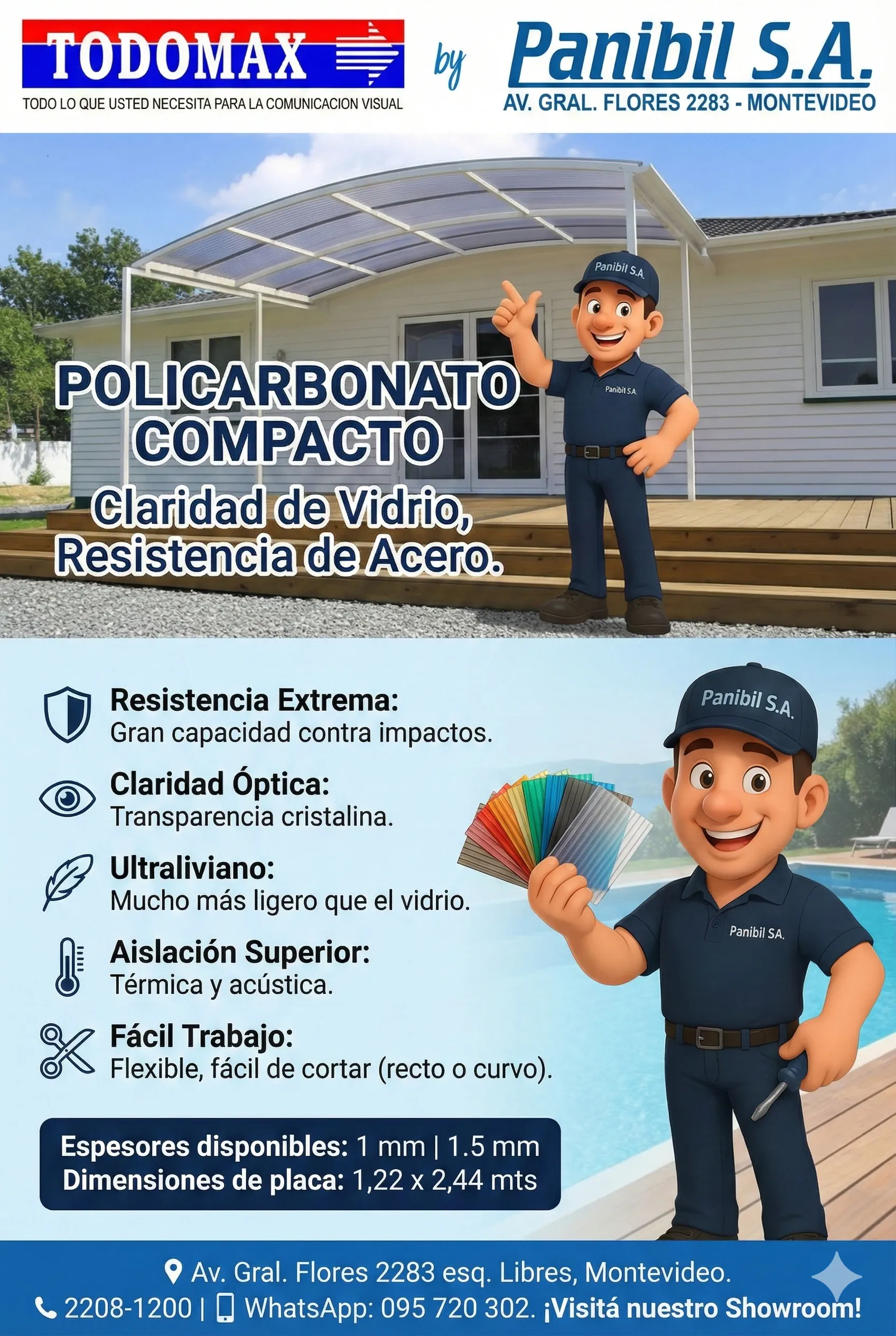 Policarbonato compacto en Todomax by Panibil S.A.
