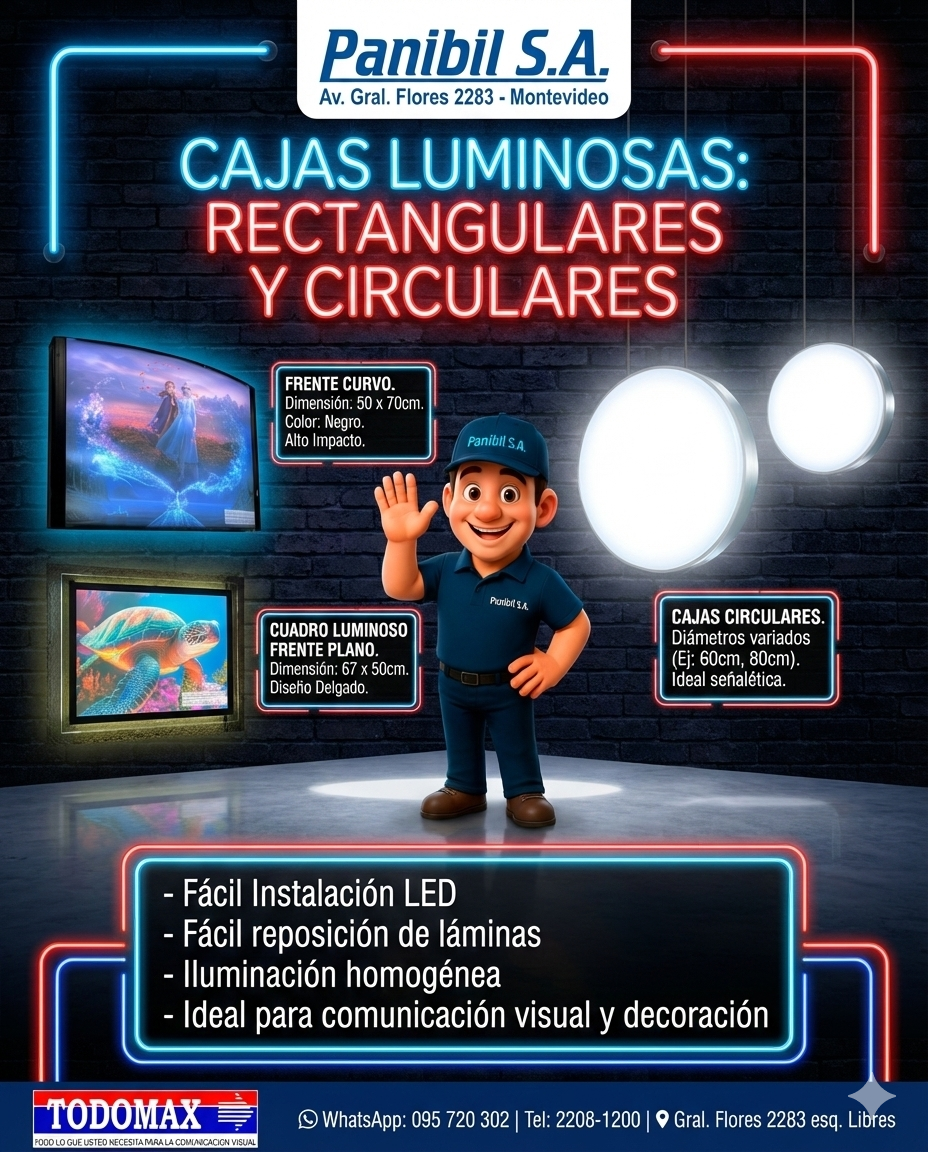 cajas luminosas en todomax, redondas y rectangulares