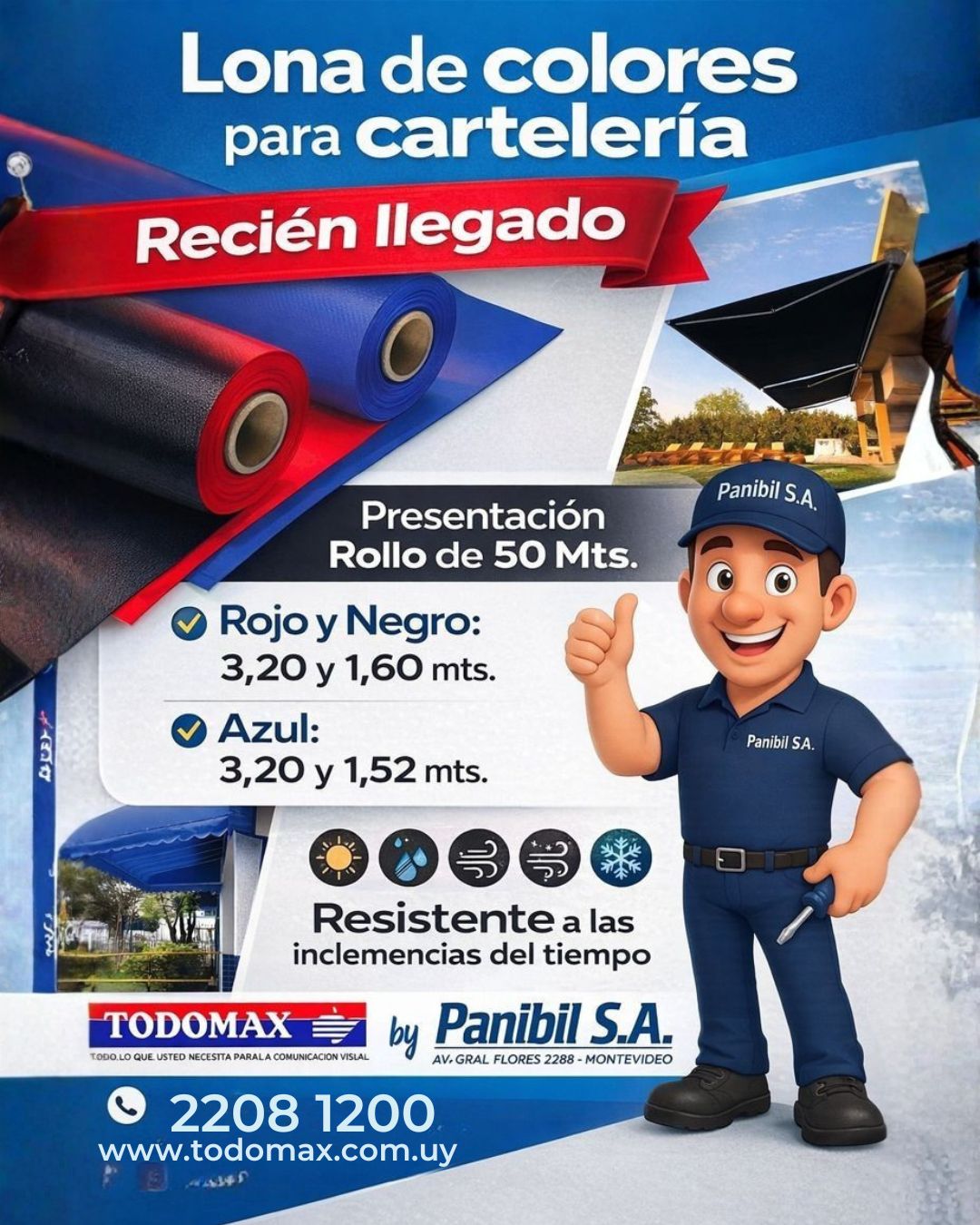 Lona de colores para cartelería profesional en Todomax by Panibil