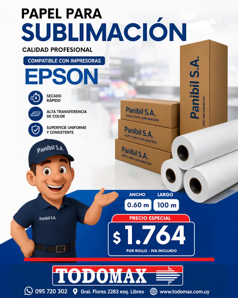 ROLLO PAPEL SUBLIMACION A $1.764 EN TODOMAX