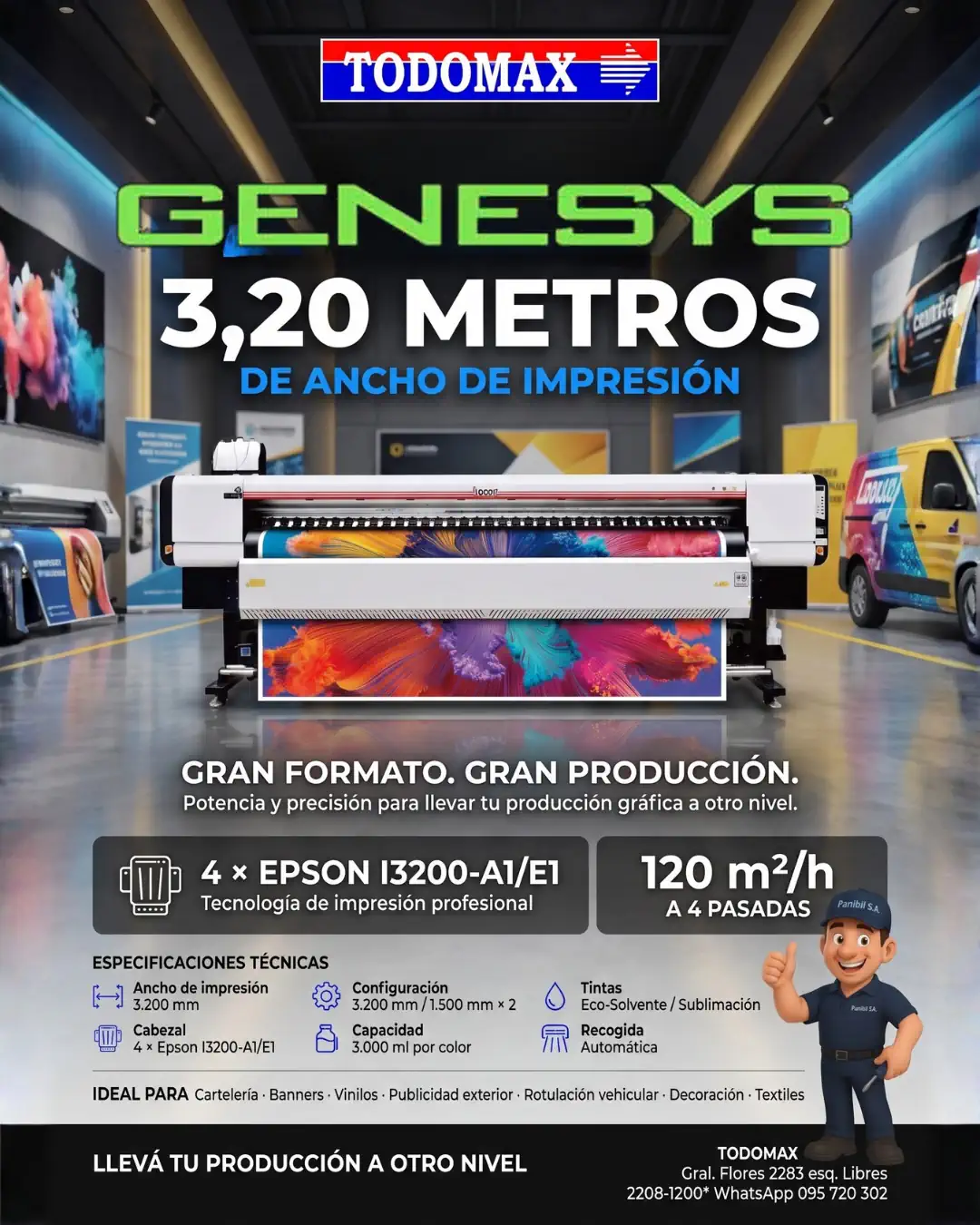 Impresora Genesys de gran format 3,20 metros en Todomax